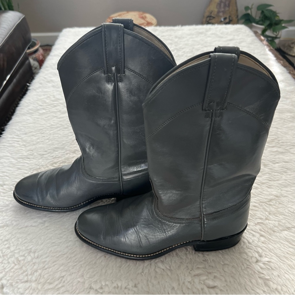 Laredo Gray Leather Women’s Western Roper Cowboy Boots Size 8 M